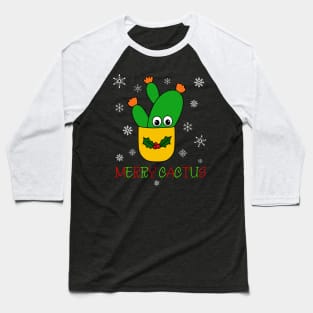 Merry Cactus - Opuntia Microdasys Cactus In Christmas Holly Pot Baseball T-Shirt